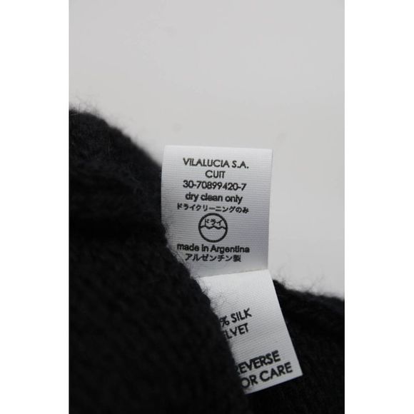 Viviana Uchitel Womens Velvet Trim Open Front Cardigan Sweater Black Size 1 - Picture 6 of 7